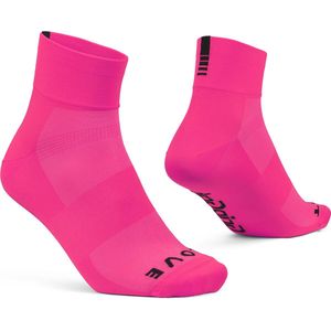 GripGrab - Lightweight SL Korte Performance Zomer Fietssokken 1 Paar Coolmax Wielersport Sokken Low Cut - Roze Hi-Vis - Unisex - Maat L (44-47)