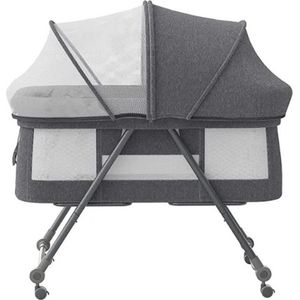 Baby bedje deluxe - Met matras - Babybedjes met matras - Baby bedje met matras - Opvouwbaar - Inklapbaar - Met wielen - Grijs