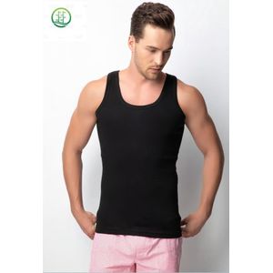 DONEX-2 pack-bamboe heren onderhemd-singlet-cadeau voor heren-zwart-maat M