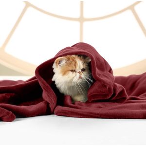 Inovra ® Knuffelige fleece deken, zachte, lichte, warme, donzige deken, knuffelige en ademende dekens voor bed, bank, bank (220 x 240 cm), bordeauxrood