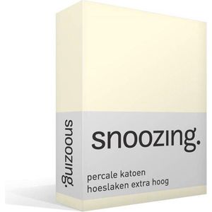 Snoozing - Hoeslaken - Extra hoog - Lits-jumeaux - 160x220 cm - Percale katoen - Ivoor