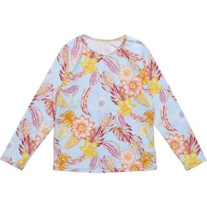 Snapper Rock - UV Rash top voor meisjes - Lange mouw - Boho Tropical - Blauw - maat 16 (156-163cm)