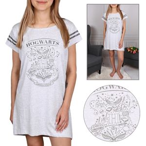 HOGWARTS Harry Potter KATOENEN Grijs NACHTJASJE met korte mouwen, damespyjama VOOR DE ZOMER