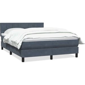 vidaXL - Boxspring - met - matras - fluweel - donkergrijs - 160x210 - cm