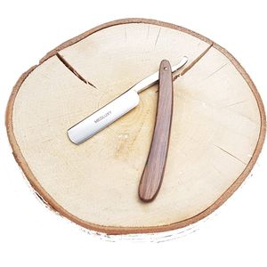 MEDLUXY® - Openscheermes - INOX Snijblad - Houten Handvat - *tijdelijk met opberg etui [Shavette Barbiersmes, Kapper Scheermes, open scheermes]