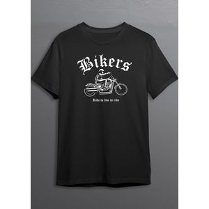Motorshirt | Bikershirt | Zwart T-shirt | Witte opdruk | L