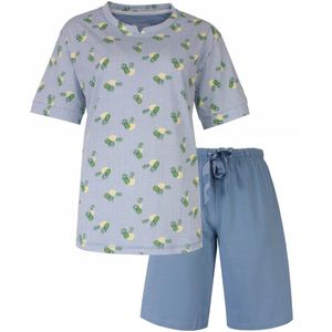 Irresistible Dames Shortama - Ananas Print - Satijnen strik - Blauw - Maat S