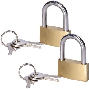 CM Hangslot met sleutel - 2x - 30 mm beugel - 3 sleutels - 3,5 x 2 x 0,5 cm - sloten