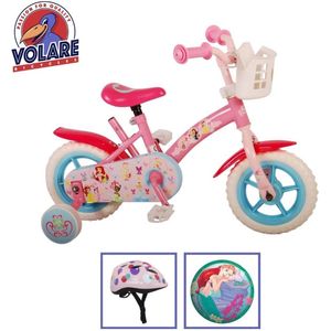 Volare Kinderfiets Disney Princess - 10 inch - Doortrapper - Met fietshelm en accessoires