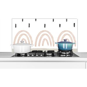 Spatscherm Keuken - Kookplaat Achterwand - Spatwand Fornuis - 100x50 cm - Regenboog - Pastel - Regen - Aluminium - Wanddecoratie - Muurbeschermer - Hittebestendig