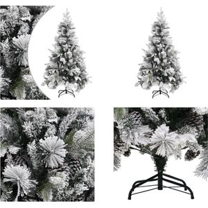 vidaXL Kerstboom met dennenappels en sneeuw 195 cm PVC en PE - Kerstboom - Kerstbomen - Kunstkerstboom - Kunstkerstbomen