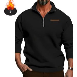Livano Quarter Zip Heren - Sweater - Sweaters - Hoodie - Warme Trui - Vest - Lang - Coltrui - Zwart - S
