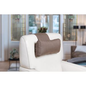 Finlandic hoofdkussen F02 wasbaar bruin voor relax fauteuil- luxe nekkussen met contragewicht voor sta op stoel- comfortabele stoffen hoofdsteun- in hoogte verstelbaar - voor binnen en buiten