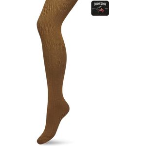 Bonnie Doon Dames Herringbone Panty 100 Denier Bruin/Oranje maat S/M - Chique Panty - Streepjes Dessin - Brede Boord - Comfort - Herringbone Print - Gestreept - Little Herringbone Tights - Feestelijk - Sudan Brown - BP211908.367