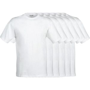 Classinn® Basic T-SHIRT rond hals wit - XL - gekamde katoen 160g. p/m² - 6 pack - Lengte 7 cm