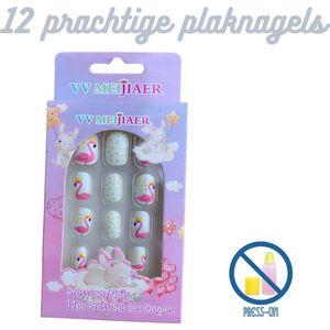 Plaknagels | Nepnagels | Yellow Pink Bunny | voor Kinderen | Geen Lijm Nodig
