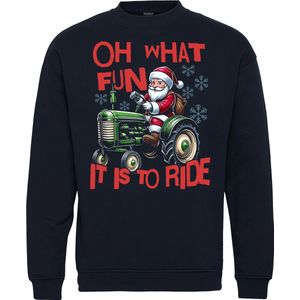 Kersttrui Tracker Oh Wat Fun It is To Ride | Foute Kersttrui Dames Heren | Kerstcadeau | Kerstpakket | Navy | maat XS