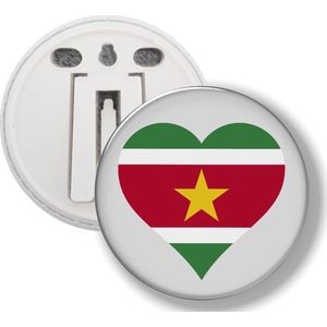 Button Met Clip - Hart Vlag Suriname
