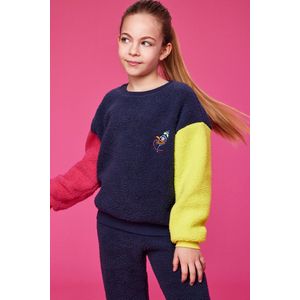 Woody pyjama meisjes - donkerblauw - kalkoen - 232-10-PYM-M/826 - maat 140