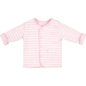 Reversible vest uni roze - roze streep met wit mt 74