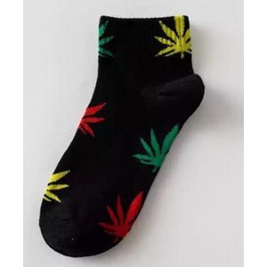 Wiet enkelsokken - Cannabis enkelsokken - Wietsokken - Cannabissokken - zwart-geel-groen-rood - Unisex Enkelsokken - Maat 36-45