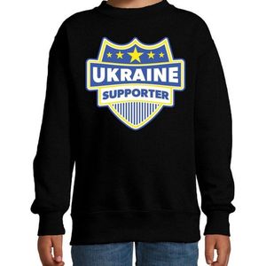 Ukraine supporter schild sweater zwart voor kinderen - Oekraine landen sweater / kleding - EK / WK / Olympische spelen outfit 152/164