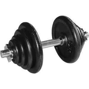 RS Sports Dumbellset - Halterset met gewichten - Totaal 20 kg - 1 stang - zwart