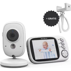 Babyfoon met Camera zonder WiFi (VB603) - Incl. Babyfoon Houder - 3.2 Inch Video - Baby Monitor met Kleurenmonitor - Veilige Verbinding - Wit