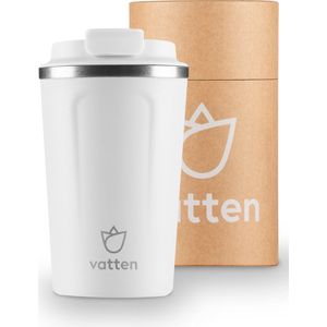 Vatten® Premium RVS Koffiebeker To Go - Wit - 380ml - Thermosbeker - Theebeker