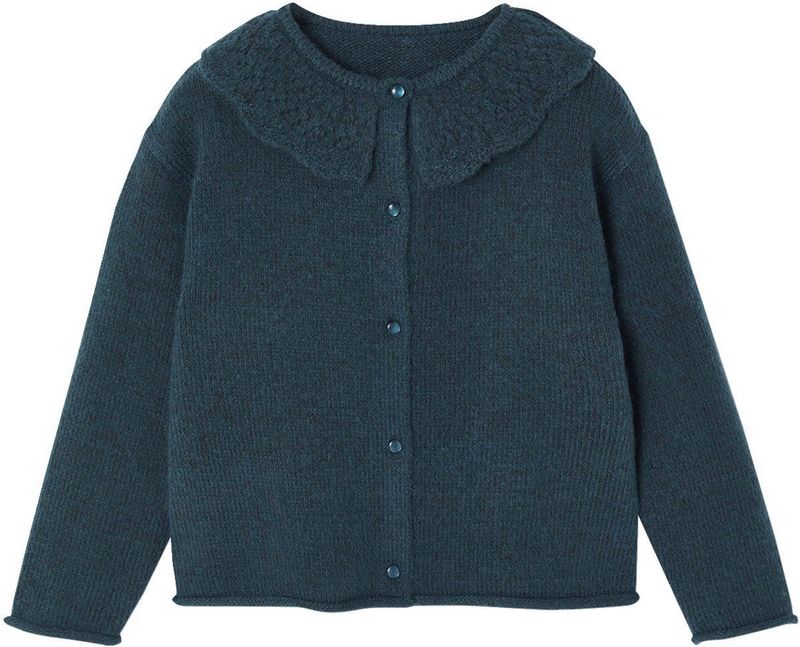 Vesten - Petrolblauw - Vest met Sierkraag - Meisjes - Zacht Breisel