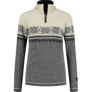Noorse dames trui in Setesdals-design van 100% zuivere wol, Lichtgrijs (S)Norfinde Noorse damestrui in Setesdals dessin, grijs