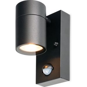 Mason wandlamp - 2700K warm wit - Bewegingsmelder en schemerschakelaar - IP44 spatwaterdicht - Spotlight voor binnen en buiten - Zwart