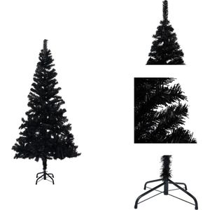 vidaXL Kunstkerstboom - Zwart - 210cm - Levensecht - PVC - Staal - Geschikt voor binnen en buiten - Decoratieve kerstboom