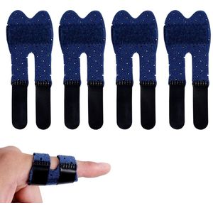 Allecto Plus - 4 Stuks Vinger Rechtzetters voor Gebroken Vingers - Verlichting van Artritis Pijn - Blauw - Geschikt voor Duim/Wijsvinger/Middelvinger/Ringvinger/Pink