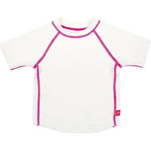 Lässig Zwemshirt Rashguard Korte Mouw Splash & Fun Wit met roze stiksels maat 98 25-36 maanden
