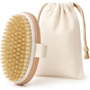 Goodivery® - Dry Brush - Gemaakt Van Hout - Lichaamsborstel Met Natuurlijke Haren Voor Droog Borstelen - Scrubben En Cellulitis - Massageborstel Bevordert Lymfedrainage En Huidvernieuwing