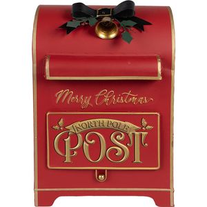 Clayre & Eef Brievenbus 24x18x36 cm Rood Metaal MERRY CHRISTMAS Kerstdecoratie