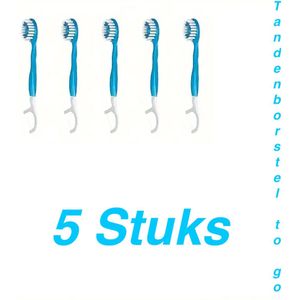 Wegwerp Mini Reistandenborstels - 5-in-1 Borstel - Tandenborstel To Go - Mint Smaak - 5 Stuks