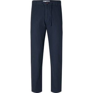 Selected Homme Heren Chino Broek SLHCOMFORT-BRODY LINEN comfort/relaxed Blauw L Volwassenen