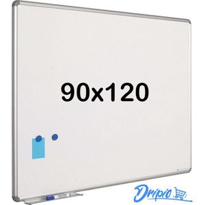 Whiteboard 90x120 cm - Emailstaal - Magnetisch - Magneetbord - Memobord - Planbord - Schoolbord - inclusief montageset