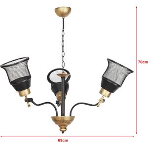 Hanglamp Langport 3xE27 zwart en goudkleurig