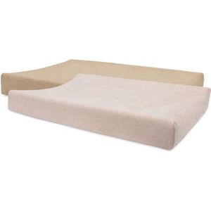 Jollein Aankleedkussenhoes Badstof 50x70cm - Zachte Hoes Baby Aankleedkussen - Wild Rose/Biscuit - 2 Stuks