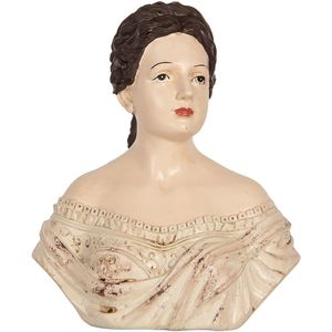 Clayre & Eef Decoratie Beeld Vrouw 18x11x21 cm Beige Kunststof