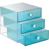 iDesign - 35372EU - Make-up Kastje - Transparant - Gekleurde Lades - Blauw - Sorteervakken & Stapelbaar