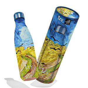 IZY Drinkfles - Van Gogh - Korenveld - Inclusief donatie - Waterfles - Thermosbeker - RVS - 12 uur lang warm - Kerstcadeau - 500 ml