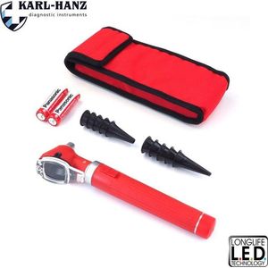 Fiber Optic Otoscoop rood met LED verlichting