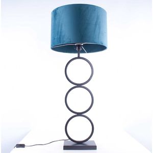 Tafellamp capri 2 ringen | 1 lichts | blauw / bruin / goud / zwart | metaal / stof | Ø 40 cm | 94 cm hoog | tafellamp | modern / sfeervol / klassiek design