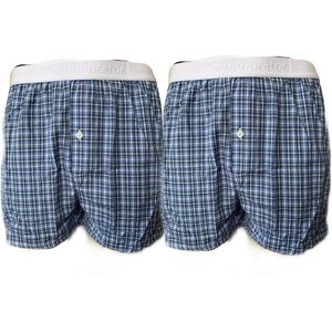 Embrator 2-stuks mannen Boxershorts geweven katoen blauw/wit maat XXL