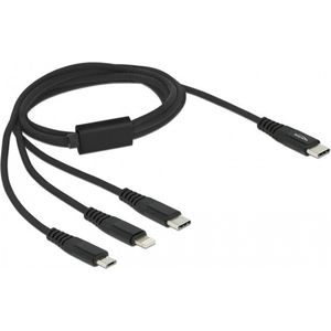 USB oplaadkabel 3 in 1 USB Type C naar Lightning / Micro USB / USB Type C 1 M