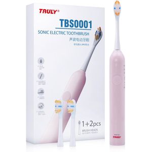 Truly TBS0001 - Elektrische Tandenborstel - IPX7 - 3 Poetsstanden - Inclusief 3x Opzetborstels - Draadloos Oplaadbaar - Roze